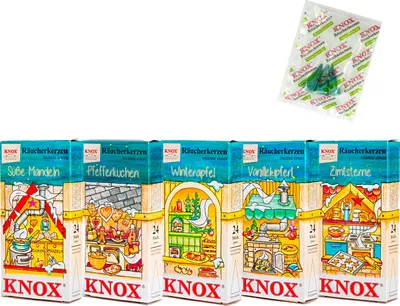 Produktbild von KNOX Räucherkerzen Weihnachtsbäckerei - 5er Set - Der Zauber der Weihnachtszeit in Duftform genießen - Inklusive 3 Meeresbriseproben