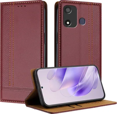 Produktbild von Handyhülle für itel P17 Pro / itel A27 Leder Flip Klappbare Schutzhülle mit Standfunktion Dunkelrot