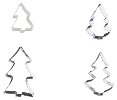 Produktbild von LARES Ausstechformen 4er Set - Tannen - 5,5-19 cm - aus beständigem Weißblech - für Kekse, Plätzchen und Lebkuchen
