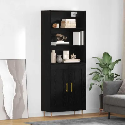 Produktbild von "Schlussverkauf" Highboard 1 PC - Anrichte/Sideboard - Mit Stauraum - Schwarz Eichen-Optik 69,5x34x180 cm Holzwerkstoff C6811