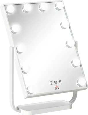Obrázek produktu pro Kosmetické zrcátko, LED osvětlení, volně stojící design, bílé