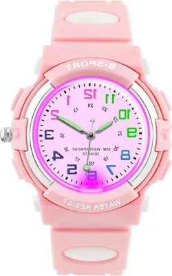 Productafbeelding van Kinderhorloge Analoog - Kinderuurwerk Meisjes Jongens - Leren Klokkijken - 3 ATM Waterdicht - Niet gespecificeerd - 7 Kleuren