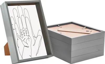 Produktbild von Nicola Spring Deep Box Bilderrahmen – A4 (8 x 12 Zoll) – Grau – 5er-Pack