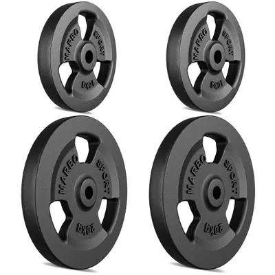 Immagine prodotto di Marbo Sport Set di piastre pesi in ghisa Tri-Grip con foro ø30/31 mm | set 30 kg / 4 x 5 kg + 4 x 2,5 kg