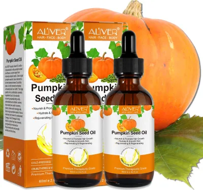 Produktbild von Kürbiskernöl Haarwachstum Wimpern Bart Nägel Haut Öl Kaltgepresst Bio Vegan, 2x 60ml