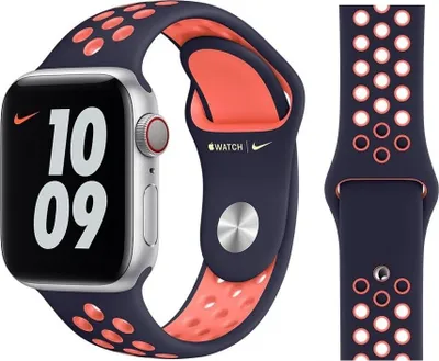 Produktbild von Original Apple Nike Sport Armband S/M 38/40/41mm MG3U3ZM/A Blue Black/Bright Mango