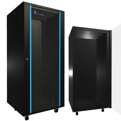 Productafbeelding van Extralink 27U Serverkast 600 x 600 mm, Zwart, Vrijstaand, 19-inch Rackkast