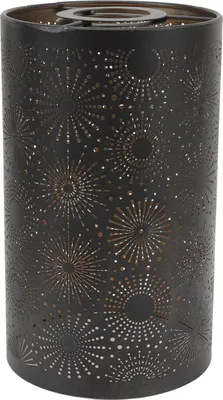 Image de Abat-jour creux Abat-jour moderne en fer sculpté Abat-jour droit en métal à motif rond creux sculpté pour lampe de table E27 E26