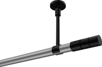 Produktbild von Interdeco Gardinenstange / Vorhangstange Silbergrau / Schwarz, Typ Sonette Elanto (Rillenzylinder) ohne Ringe, Deckenmontage, 20 mm Ø 1-läufig, 600 cm