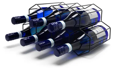 Weinregal aus Metall, Schwarz, für 7 Flaschen, Bodenstehend