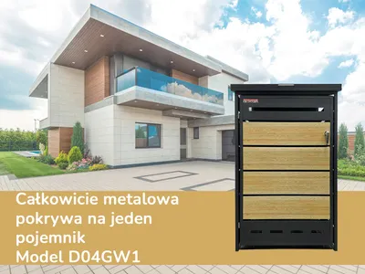 Zdjęcie produktu dla Wiata śmietnikowa D04GW1, metalowa pokrywa, nowoczesna, antracyt/brąz