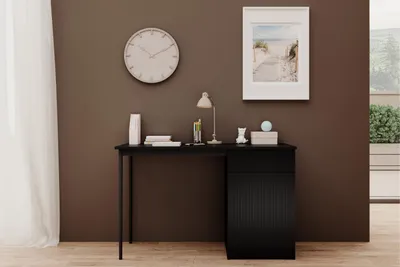 Zdjęcie produktu dla Biurko Nicole 120 Cm Z Szufladą Czarny Mat - Nowoczesne, Czarne Nóżki