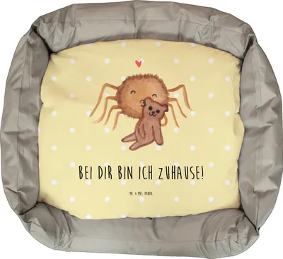 Produktbild von Mr. & Mrs. Panda Katzenkörbchen Spinne Agathe Teddy - Gelb Pastell - Geschenk, Treue, Miteinander, Liebesbeweis, Katzenkorb, Katzenkissen, Katzensofa, Katzenbett