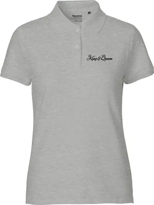 Produktbild von Huuraa Damen Polo Shirt King & Queen Krone S Sport Grey Bio Baumwolle Fairtrade Poloshirt Geschenkidee