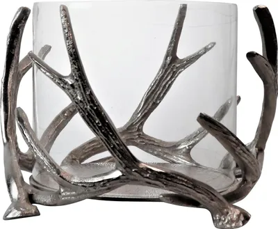 Produktbild von Hoff Interieur GmbH & Co. KG Windlicht Geweih silber 28 x 18 cm