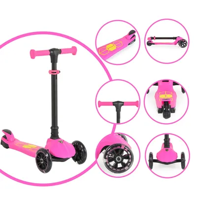 Produktbild von Byox Kinderroller Lamborghini 3 Räder klappbar PolyurethanRäder ABEC-7 LED-Räder Bremse rosa pink