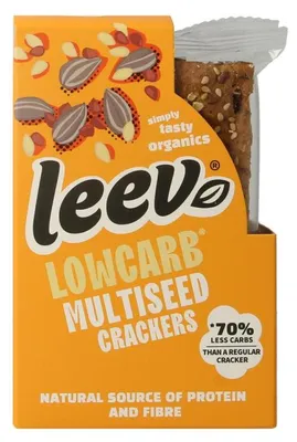 Productafbeelding van Leev Lowcarb Crackers Multiseed (80 gr)