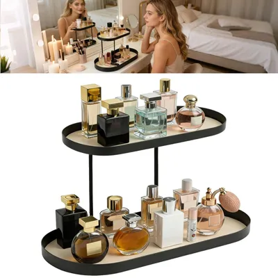 Imagen del producto de Omgoods: Elegante organizador de perfumes con dos compartimentos, sin necesidad de montaje