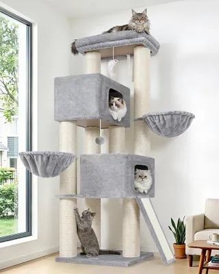Imagen del producto de S67: Árbol rascador muy estable, con troncos gruesos de 11 cm, ideal para 2 o 3 gatos grandes
