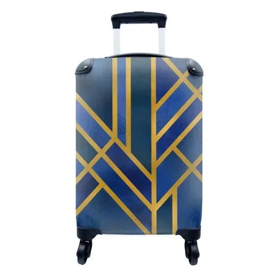 Produktbild von MuchoWow® Koffer Handgepäck Trolley Rollkoffer Kleine Reisekoffer mit 4 Rollen - Gold - Luxus - Blau - Cabin Size < 55x40x23 cm & 55x40x20 cm - Fotokoffer - Kabinenkoffer - Boardgepäck - Reise-Box - Reisekoffer - Reisegepäck - Koffer mit Bild - Trolley für Kinder