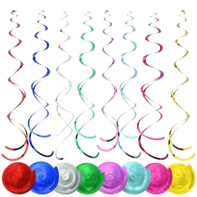 Spiralschlangen, 16 Stück, Folienwirbel, bunt, 1,1 m, für Partydeko