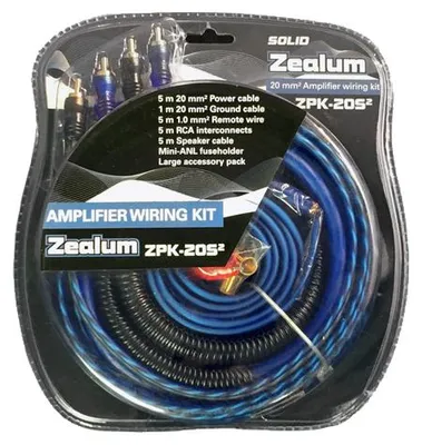 Produktbild von Kabelset ZPK-20S 20mm² mit 5m Power-, 1m Masse- und 5m 2-Kanal Cinchkabel, Mini-ANL-Sicherungshalter