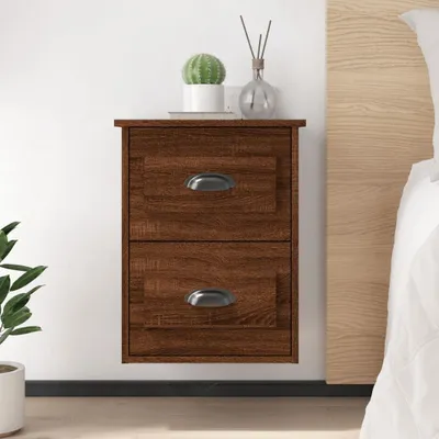 Image de vidaXL Table de nuit murale marron imitation chêne 41,5x36x53 cm