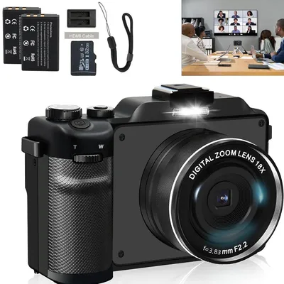 Produktbild von Digitalkamera,1080P 64MP Kamera,18-fach Digitalzoom-Kamera mit 32G Speicherkarte,12 Batterien,geeignet für Kinder,Jugendliche, Studenten und Anfänger