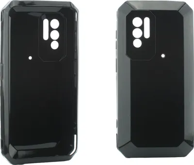 Two black phone cases shown side-by-side against a white background.