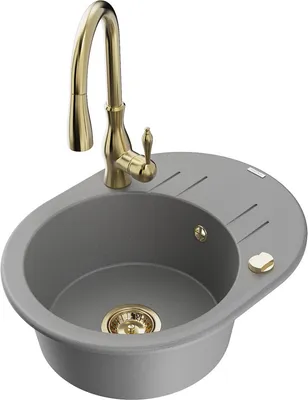 Produktbild von Mexen Kevin 1 Becken-Granitspüle mit Abtropffläche und Mischbatterie Savita, Grau - 6517-71-672601-50