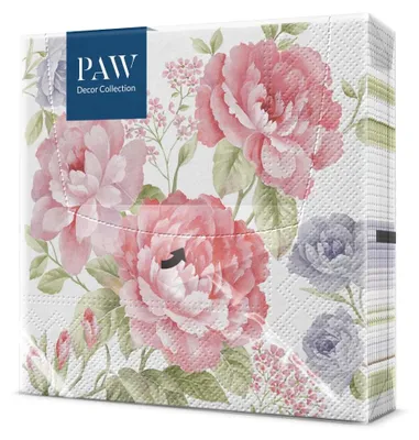 Image de SERVIETTES DE TABLE Fleurs Serviettes de table blanches Serviettes en papier SET de 20 pièces