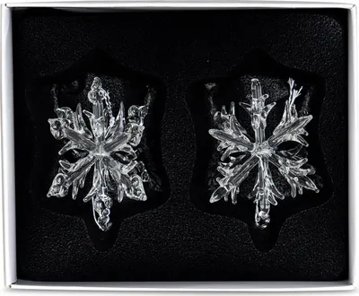 Produktbild von 2x Deko Anhänger Schneeflocke Glas 4x4cm Winterdeko Weihnachtsdeko Baumschmuck