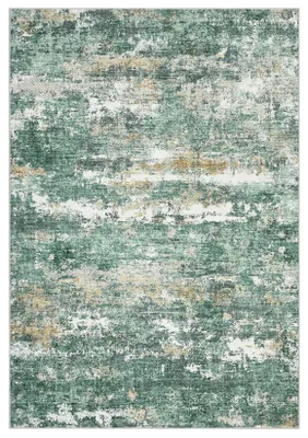 Imagen del producto de Alfombra geométrica lavable - Alfombra para pasillos - 100% poliéster - Lavable a máquina - Base de PVC antideslizante - Suave y esponjosa - 160 x 230 cm - Verde