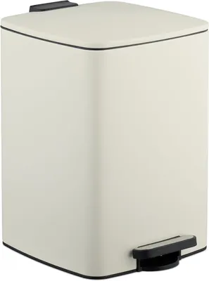Image de Poubelle de cuisine de 20 litres, avec seau intérieur amovible, sacs poubelle, système à pédale, couleur beige, dimensions : 40 x 28 x 34 cm