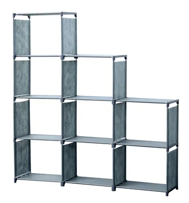 Produktbild von Herzberg 9-lagiges Treppenregal, Bücherschrank, Aufbewahrungsregal - 125 x 125 cm, Grau