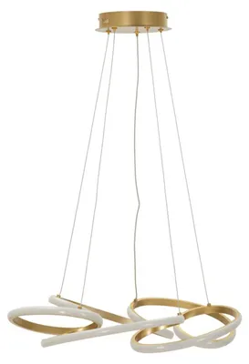Image de Lustre Led Glovy Gold - Suspension Moderne Or Satiné Avec 3 Températures De Couleur - Ø 55 X 120 Cm