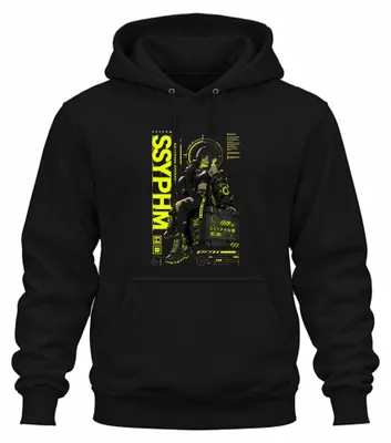 Produktbild von SSYPHM Cyberpunk Anime Girl Techwear Japan Y2K Manga Hoodie Kapuzenpullover, Schwarz, L