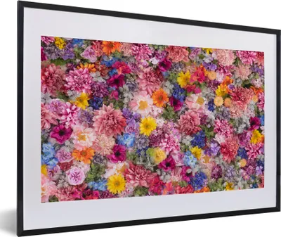 Produktbild von MuchoWow® Gerahmtes Poster Blumen - Farben - Collage 60x40 cm - Poster mit Schwarzem Bilderrahmen Wandposter Rahmen Foto Bilder - Schlafzimmer - Plakat in Rahmen - Drucken