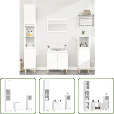Produktbild von The Living Store 3-tlg. Badmöbel-Set Weiß Holzwerkstoff