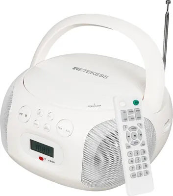 Produktbild von Przenośny odtwarzacz CD Retekess TR636, Boombox z Bluetooth, radiem FM, USB, wejściem AUX, wyłącznikiem czasowym, pilotem zdalnego sterowania, łatwą obsługą dla dzieci i osób starszych (biały)