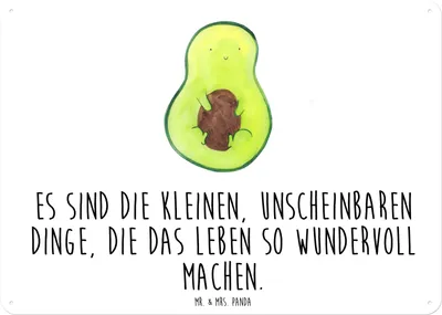 Produktbild von Mr. & Mrs. Panda Schild Avocado Kern DIN A6 - Weiß - Geschenk, Baby, Wunder, Liebe, Wandbild, Türschild, wandtafel, Pflanze, Avocadokern, Blechschild, tafel