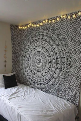 Produktbild von Famanu Wandteppich Bohemian Elefant Mandala - Schwarz und Weiß