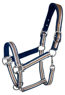 Imagen del producto de Waldhausen - Cabezada deportiva de nylon, color cappuccino/azul noche, para pony