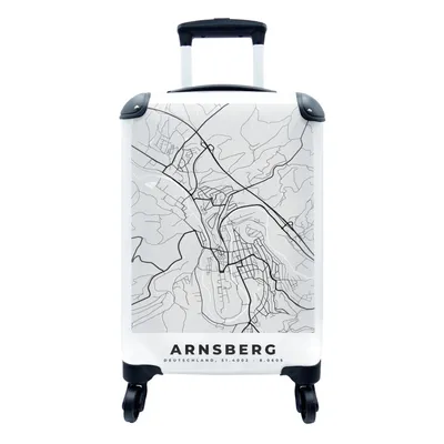 Produktbild von MuchoWow® Koffer Handgepäck Trolley Rollkoffer Kleine Reisekoffer mit 4 Rollen - Arnsberg - Karte - Stadtplan - Deutschland - Karte - Cabin Size < 55x40x23 cm & 55x40x20 cm - Fotokoffer - Kabinenkoffer - Boardgepäck - Reise-Box - Reisekoffer - Reisegepäck - Koffer mit Bild - Trolley für Kinder
