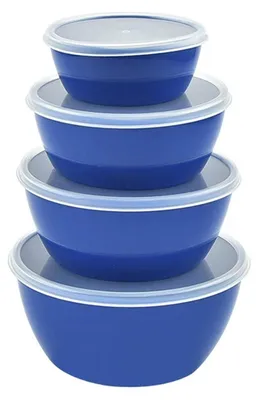 Produktbild von 4-teilige Rührschüsseln mit Deckel, BPA-freie Salatbehälter, stapelbare, luftdichte Schüsseln zur Lebensmittelaufbewahrung, Schüssel-Set zur Essenszubereitung für Mahlzeiten im Freien zu Hause