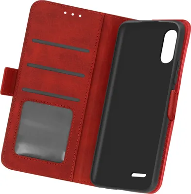 Zdjęcie produktu dla Etui Avizar z klapką, portfelem i funkcją podstawki, czerwone, przeznaczone do telefonu LG K22