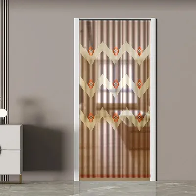Produktbild von Bambus-Perlenvorhang - Türvorhang - Runde Perlen - Blickdurchlässig - 1 Paneel - Landhausstil - Einfache Montage - Mehrfarbig