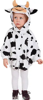 Produktbild von O5295-104-A schwarz-weiß Kinder Mädchen Junge Kuh Tier Cape Gr.104