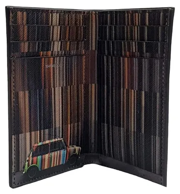 Produktbild von "Mini Stripe" Herren-Geldbörse aus schwarzem Leder, Schwarz, Einheitsgröße, Klassisch