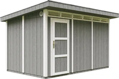 Produktbild von Gartenhaus 8,7m² mit Boden und Bitumenfliesen - Geräteschuppen B412xL279xH239 cm - Gartenhütte TIMBELA M904 - CAVERN STEEL